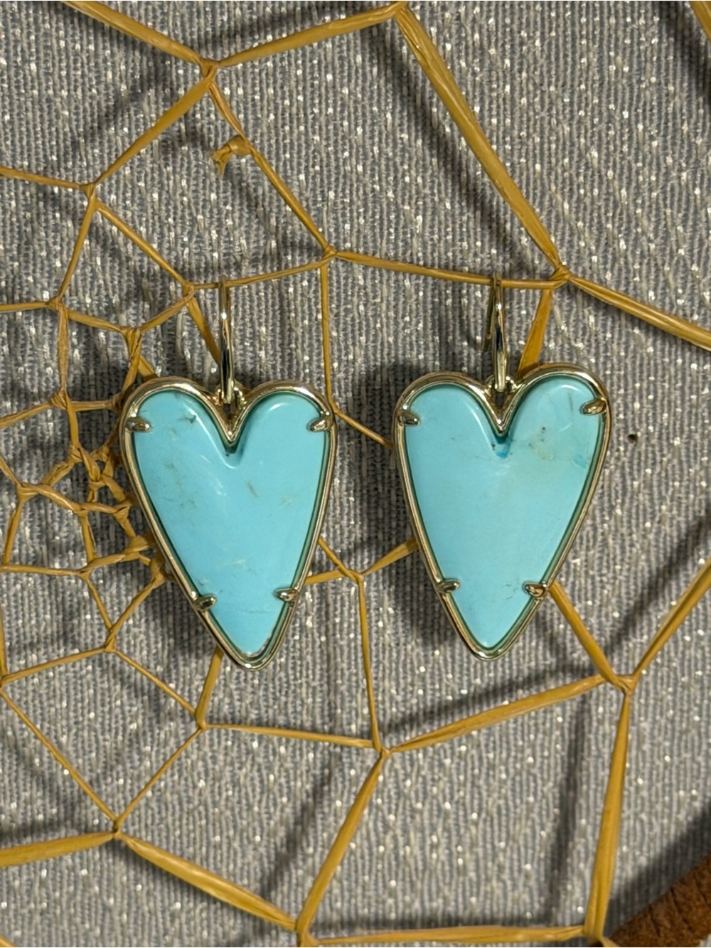 Kendra Scott Ansley Turquoise Abstract Heart Drop Earrings RARE